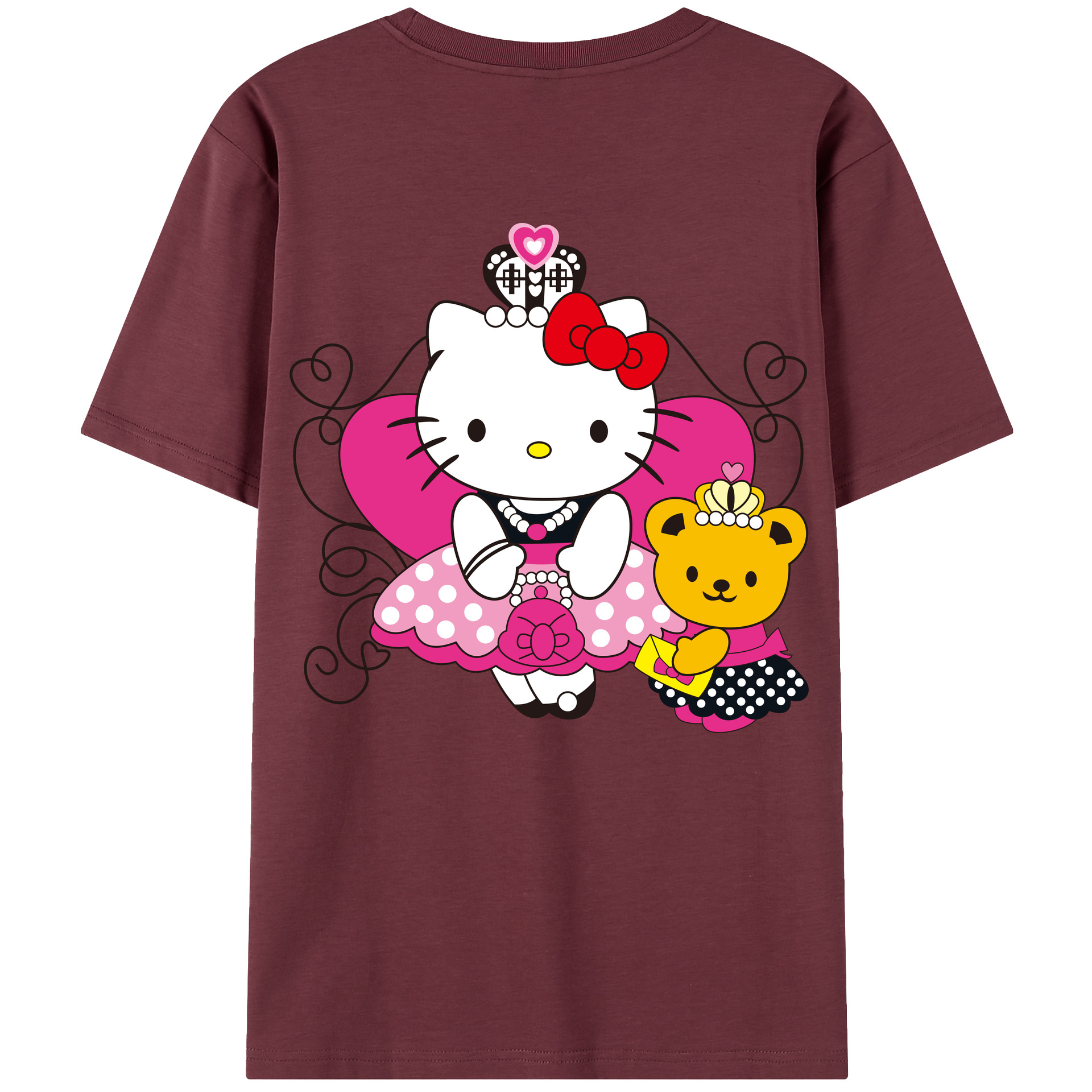 （画像用） Hello Kitty ハローキティ 綿100％半袖Tシャツ（背面プリント）